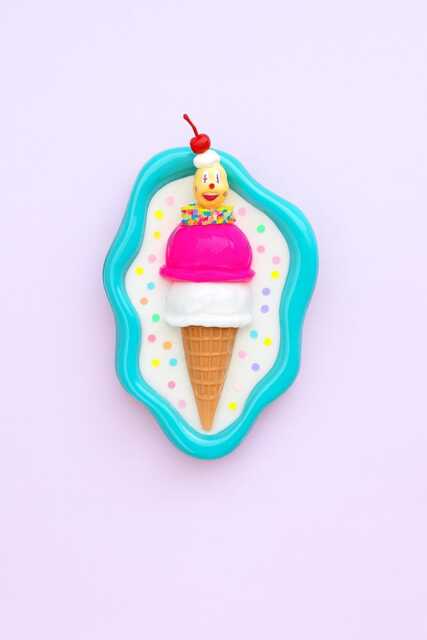 3D Clown Ice Cream Cone Resin Wall Art Kitsch Pop Art Sculpture - image 1