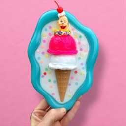 3D Clown Ice Cream Cone Resin Wall Art Kitsch Pop Art Sculpture - thumbnail 2