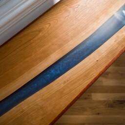 Cherry River Console Table With Blue Resin/Epoxy - thumbnail 3