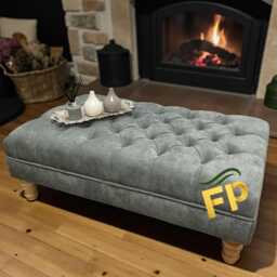 Alaska Handmade Footstool Coffee Table Pouffe Bench Chesterfield Naples Fabric - thumbnail 1