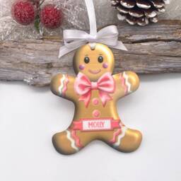 Personalised Gingerbread Man Christmas Ornament Acrylic Child's Decoration, Tree Decoration, Customised Bauble - thumbnail 3