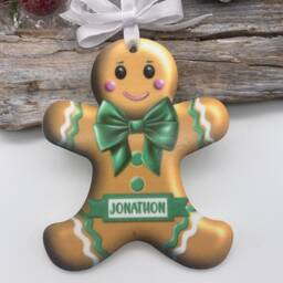 Personalised Gingerbread Man Christmas Ornament Acrylic Child's Decoration, Tree Decoration, Customised Bauble - thumbnail 4