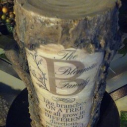 Candle~Personalized Family Tree Log Carved Custom Gift~Rustic Decor~Perfect Gift Farm House Decor ~ Reunions Mother's Day - thumbnail 3