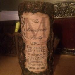 Candle~Personalized Family Tree Log Carved Custom Gift~Rustic Decor~Perfect Gift Farm House Decor ~ Reunions Mother's Day - thumbnail 2