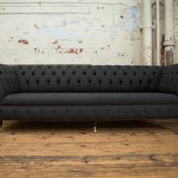 Handmade Large 4 Seater Charcoal Grey Herringbone Wool Chesterfield Sofa - Other Colours Available + - thumbnail 2