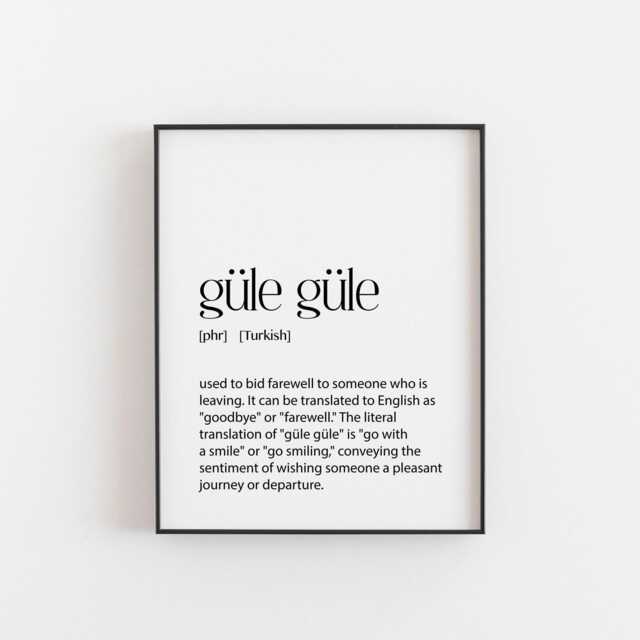 G??le Print - Turkish Quote Wall Art, Gift For Women, Minimalist Farewell Poster, Cultural Typography D??cor Turkey Poster - image 1