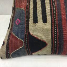 Vintage Kilim Pillow Cover, Handwoven Turkish Pillow, 16x16 - thumbnail 3