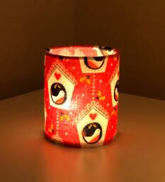 Handmade Christmas Lantern With Led Candle Pink Robin Design