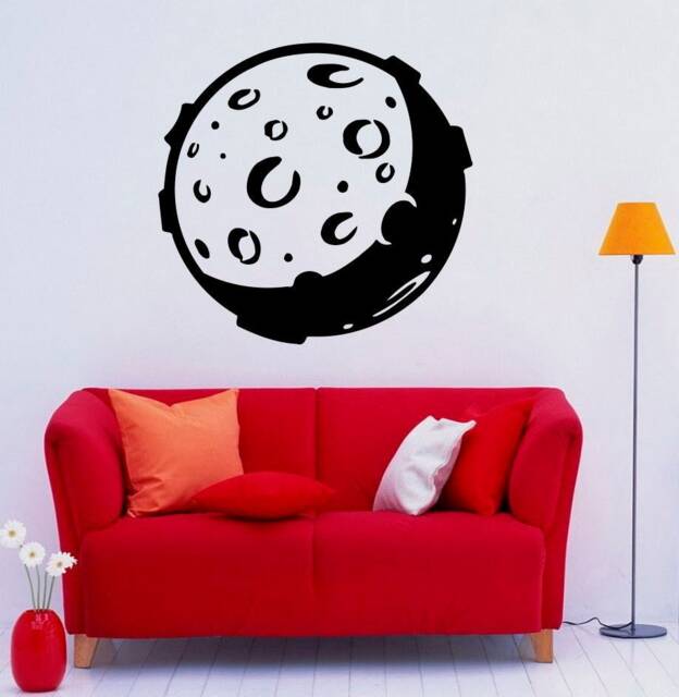 Moon Wall Decal Vinyl Sticker Space Planet Murals Childrens Kids Room Interior Nursery Decor - 6Nry3 - image 1