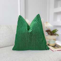 Luxury Jumbo Cord Green Scatter Cushion Cover Striped Accent Pillow - All Sizes - thumbnail 1