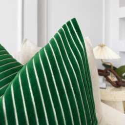 Luxury Jumbo Cord Green Scatter Cushion Cover Striped Accent Pillow - All Sizes - thumbnail 3