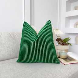 Luxury Jumbo Cord Green Scatter Cushion Cover Striped Accent Pillow - All Sizes - thumbnail 2