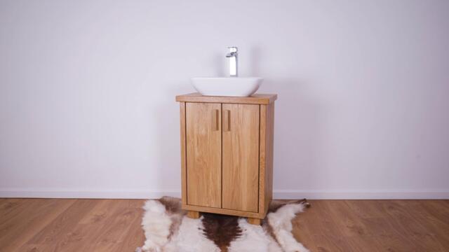 Hand-Crafted Chunky Oak Bathroom Vanity Cabinet - Solid Cupboard Clear Satin Finish - image 1