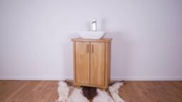 Hand-Crafted Chunky Oak Bathroom Vanity Cabinet - Solid Cupboard Clear Satin Finish - thumbnail 1