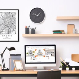 Madrid City Map Art Print Minimalist Black & White Design - thumbnail 2