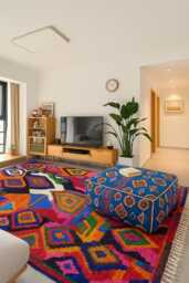 Hand Knotted Wool Berber Rug Colorful Moroccan Design - thumbnail 1