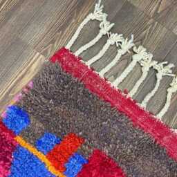 Hand Knotted Wool Berber Rug Colorful Moroccan Design - thumbnail 4
