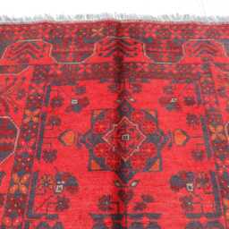 3x5 Ft Afghan Bokhara Red Rug, Turkmen Oriental Geometric Khal Mohammedi Bukhara Handmade Livingroom, D??cor Office Area Rug - thumbnail 2