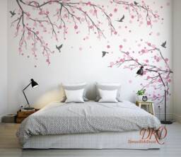 Nursery Wall Decals Kids Girl Room Sticker Decor, Cherry Tree Branch Art-Dk161 - thumbnail 1