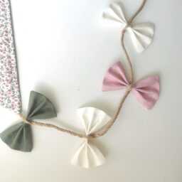 Liberty Style Fabric Kite Wall Hanging, Pink Rose Bude With Sage Green Leaves, Ditsy Floral Nursery Decor - thumbnail 4