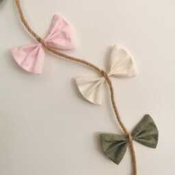 Liberty Style Fabric Kite Wall Hanging, Pink Rose Bude With Leaves, Ditsy Floral Nursery Decor - thumbnail 3