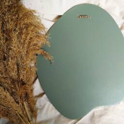 Handmade Wavy Accent Mirror, Sage Green Wall Decor - thumbnail 3