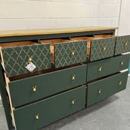 Upcycled Painted Large Chest Of Drawers Green & Gold Moroccan - thumbnail 2
