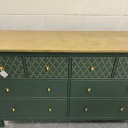 Upcycled Painted Large Chest Of Drawers Green & Gold Moroccan - thumbnail 3