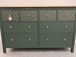 Upcycled Painted Large Chest Of Drawers Green & Gold Moroccan