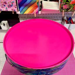 Round Coffee Table , Blue & Gold Marble Effect. Navy Metallic Hot Pink, Lift Off Top Storage. End Lounge - thumbnail 4