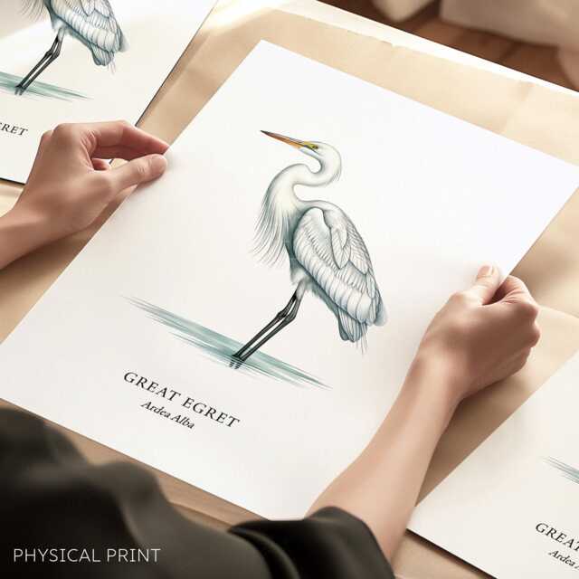 Bird Prints, Egret, Lover Gift Illustration, Home Wall Decor - image 1