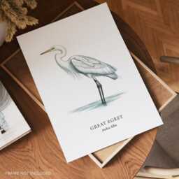 Bird Prints, Egret, Lover Gift Illustration, Home Wall Decor - thumbnail 2