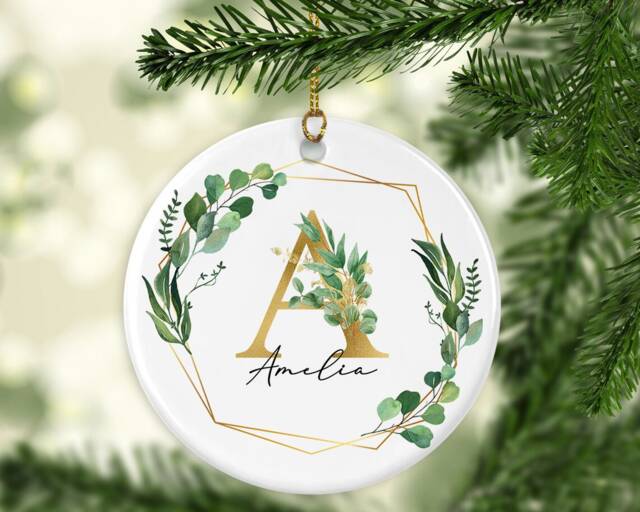 Custom Name Christmas Ornament Ceramic Keepsake, Personalized Tree Decoration - image 1
