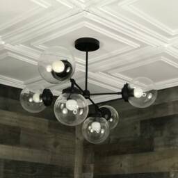 Siphon Modern 6 Light 6In Globe Sputnik Mid Century Industrial Hanging Chandelier - thumbnail 3