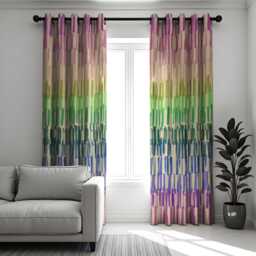 Colorful Rainbow Brushstroke Curtains, Vibrant Modern Window Panels, Abstract Art-Inspired Drapes For Living Room Or Kids' Bedroom - thumbnail 2