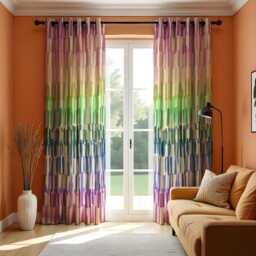 Colorful Rainbow Brushstroke Curtains, Vibrant Modern Window Panels, Abstract Art-Inspired Drapes For Living Room Or Kids' Bedroom - thumbnail 3