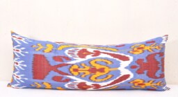 Royal Blue Ikat Body Pillow Cover, Extra Long Lumbar - thumbnail 1