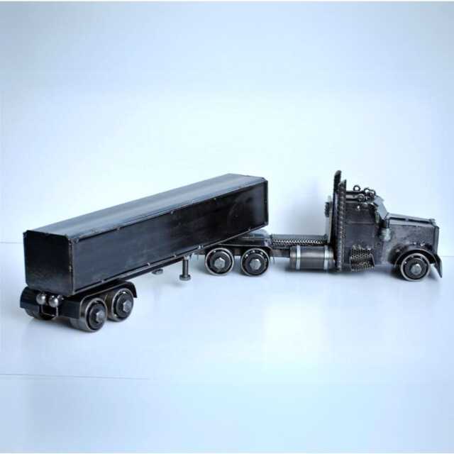 Scrap Metal Semi Truck Sculpture, Industrial Desk Decor, Gifts For Him - image 1