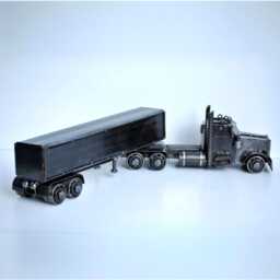 Scrap Metal Semi Truck Sculpture, Industrial Desk Decor, Gifts For Him