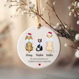 Personalised Pet Memorial Bauble, Dog Christmas Cat Bauble - thumbnail 1