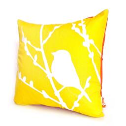 Yellow Bird On Cherry Blossom - Mini 10.5 Inches Square Pillow - thumbnail 3