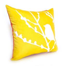 Yellow Bird On Cherry Blossom - Mini 10.5 Inches Square Pillow - thumbnail 2