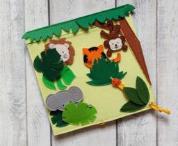 Felt Quiet Book Page African Animals Sensory Board - thumbnail 1