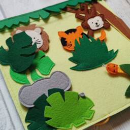 Felt Quiet Book Page African Animals Sensory Board - thumbnail 2