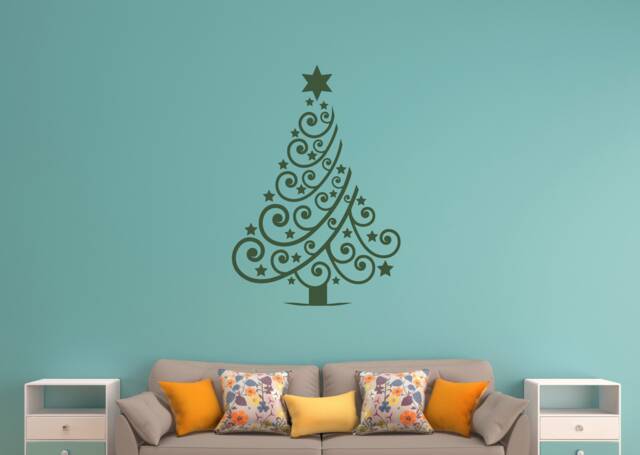 Christmas Tree Winter Festive Holidays Matt Vinyl Wall Art Decal Sticker - image 1