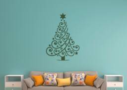 Christmas Tree Winter Festive Holidays Matt Vinyl Wall Art Decal Sticker - thumbnail 1
