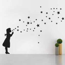 Wall Decal Star Bubble Girl Diy, Bubble Girl, Star Soap Bubbles, Starry Sky, Street Art Banksy Style Sticker, Urban Design - thumbnail 4
