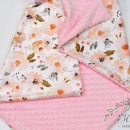 Personalized Minky Baby Blanket Girl-Personalized Blanket-Floral Blanket-Baby Girl Blanket-Coral Gold Blanket - thumbnail 3