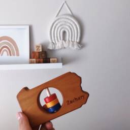 Pennsylvania State Wooden Baby Rattle - Personalized Organic Shower Gift - thumbnail 2