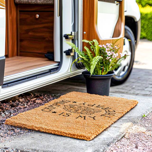 Camping Door Mat - Is My Therapy Gifts Accessories Doormat For Dad Cabin Decor Rug - image 1